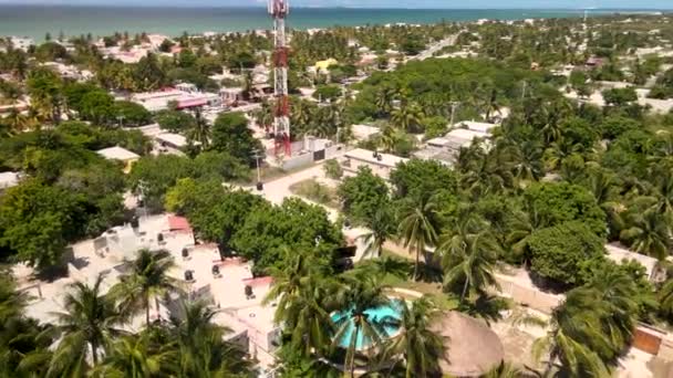 Vista Rotazionale Della Città Tropicale Nello Yucatan Messico — Video Stock