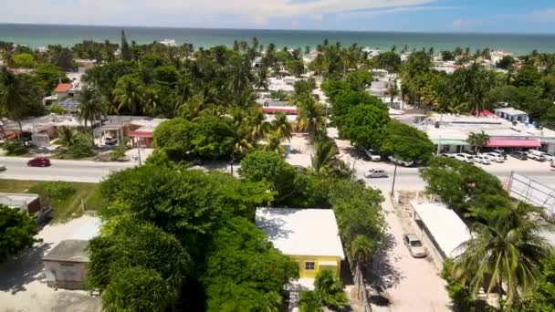 Blick Auf Die Tropische Stadt Chelem Yucatan — Stockvideo