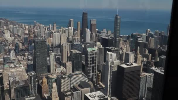 Downtown Chicago Illinois Usa Och Lake Michigan Waterfront Byggnader Windows — Stockvideo