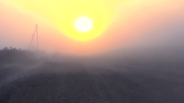 Solnedgang Gennem Røgen Ild Filmisk Sløret Miljø Masse Røg Støv – Stock-video