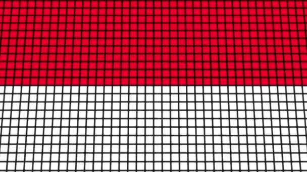 Indonesia Flag Animált Pixel Grid Stílusú Technológiai Háttér — Stock videók