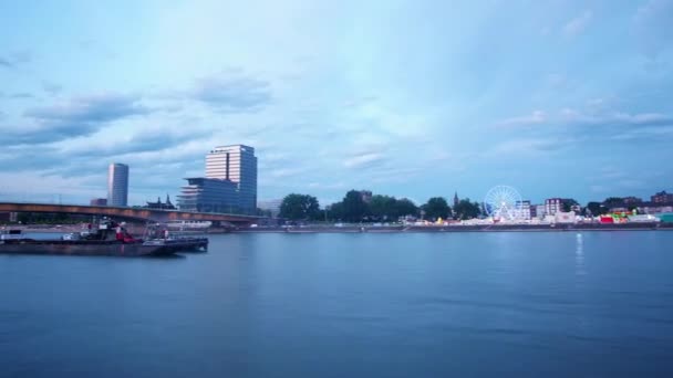 Colorido Timelapse Colônias Deutzer Werft Com Luzes Coloridas Rio Reno — Vídeo de Stock