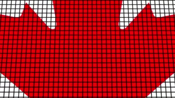 Canada Flag animated in pixel grid style technology background