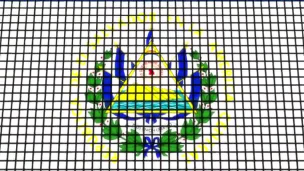 Flaga Salwadoru Animowana Tle Technologii Siatki Pikseli — Wideo stockowe