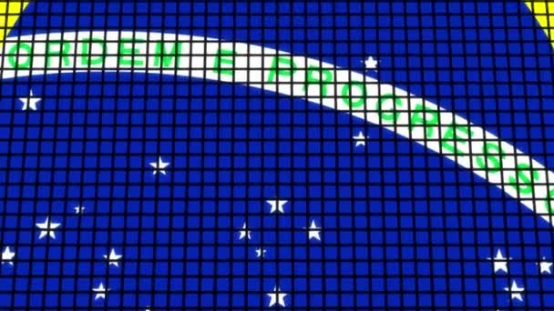 Brazil Flag Animated Pixel Grid Style Technique Background — стокове відео