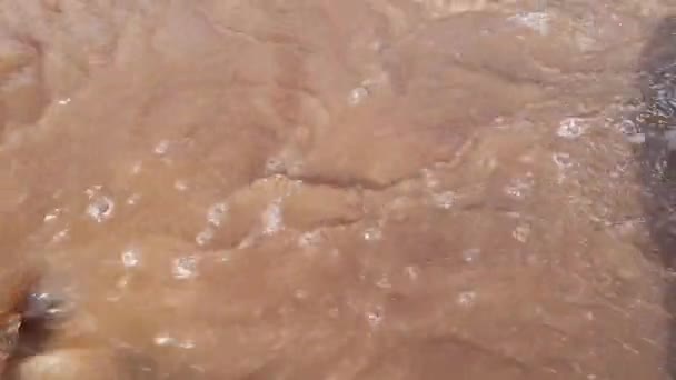 Lkbaharda Sağanak Yağış Sırasında Çamurlu Suyla Kirli Nehrin Havadan Görünüşü — Stok video