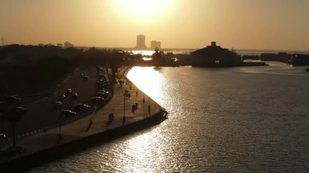 Esplanade Parku Lakeshore Pontchartrain Podczas Zachodu Słońca Nowym Orleanie Luizjana — Wideo stockowe