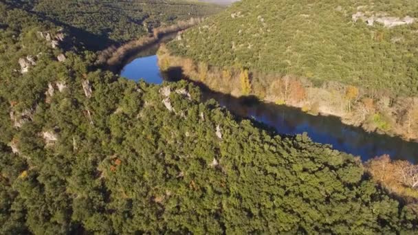 Vista Aérea Rio Inverno Cvennes Sul França — Vídeo de Stock