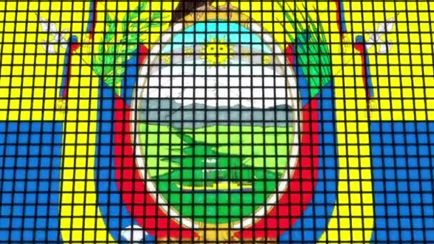 Flaga Ekwadoru Animowana Tle Technologii Siatki Pikseli — Wideo stockowe