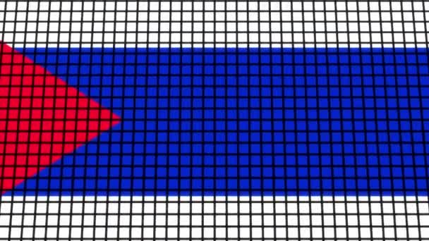 Bandera Cuba Animada Pixel Grid Style Technology Background — Vídeo de stock