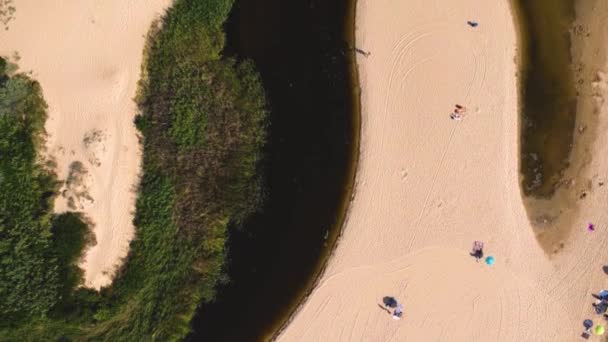 Clip Dron Sobre Siguiendo Río Hadjiyska Junto Sunny Beach Bulgaria — Vídeos de Stock