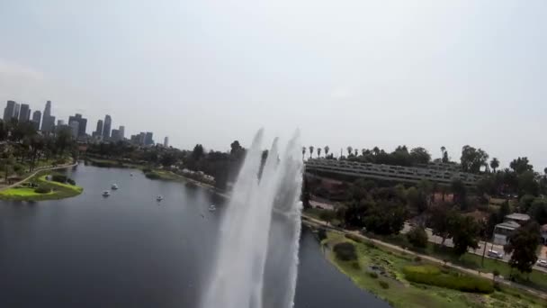 Echo Park Lake Los Angeles Californië Luchtfoto — Stockvideo