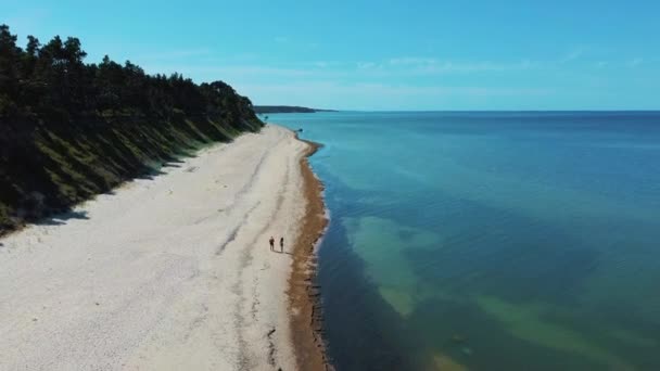 Flying Coastline Baltic Sea Jurkalne Seashore Bluffs Vlakbij Pavilosta Letland — Stockvideo