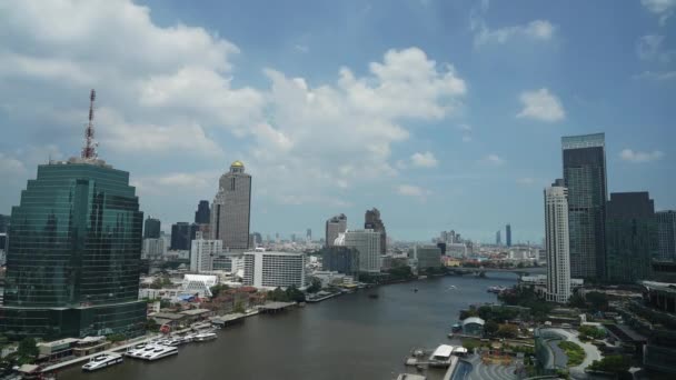 Chao Phraya River Cityscape Bangkok City Static Time Lapse – stockvideo