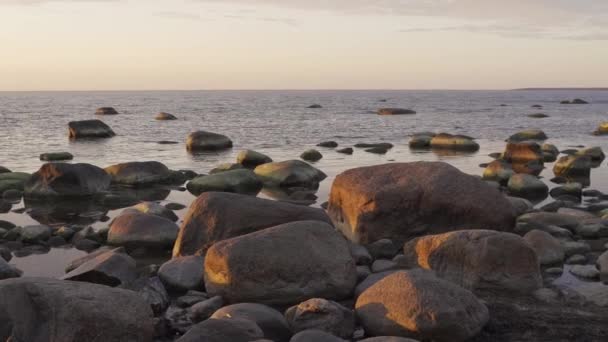 Rounded Rocks Shallows Baltic Sea Coastline Northern Estonia — Stock Video