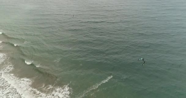 Aerial View Kitesurfing Sport Santa Marianita Beach Ecuador — Stock Video