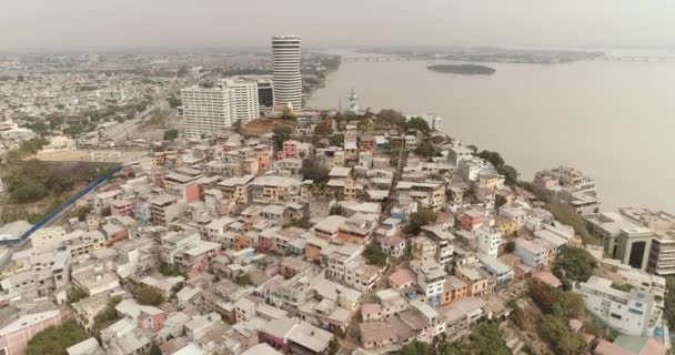 Zoom Aerial View Santa Ana Hill Guayaquil Ecuador — Stock Video