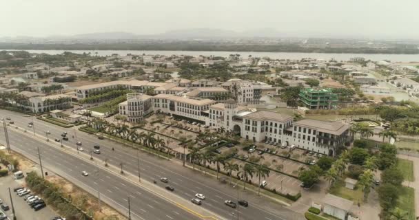 空中ビューズームアウトプラザラゴスタウンセンター Guayaquil City Exulado — ストック動画