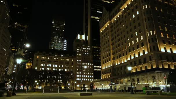 Stacionární Ostrý Noční Pohled Plaza Ulici Avenue New Yorku — Stock video