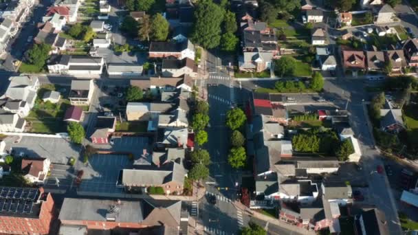 Rastreo Aéreo Inverso Atravesó Ciudad Urbana Ciudad Americana Tiro Hora — Vídeo de stock