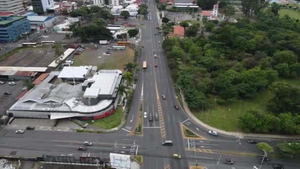 Aerial View Traffic Driving Highway San Jose Costa Rica Pullback — Stock Video
