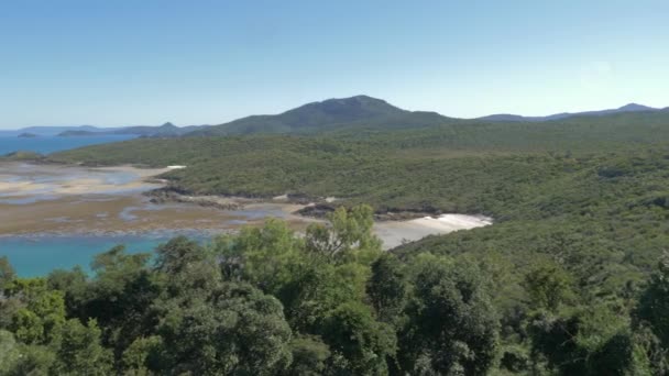 Panorama South Whitehaven Lookout Low Tide Whitsundays Australia Panning Sinistra — Video Stock