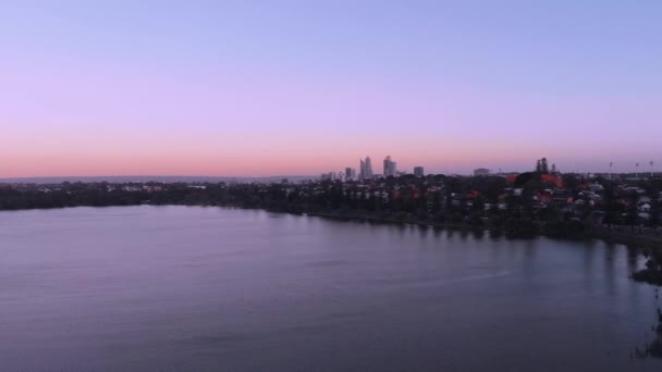 Australien Perth City Westaustralien Sonnenuntergang Drohne Schuss Der Stadt — Stockvideo