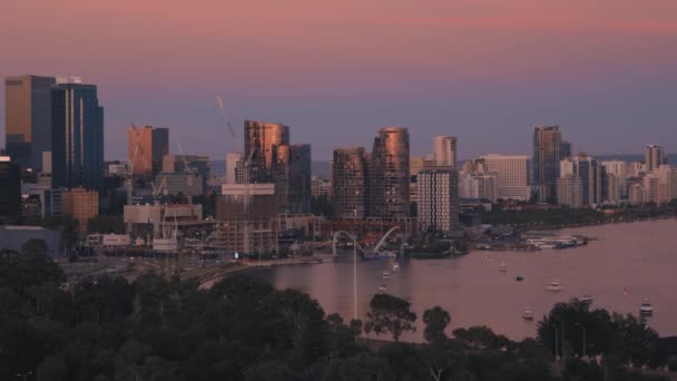 Australia Tramonto Perth City Fiume Dei Cigni — Video Stock