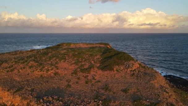 Zeegezicht Bij Zonsondergang Van Cook Island Aquatic Reserve Fingal Head — Stockvideo