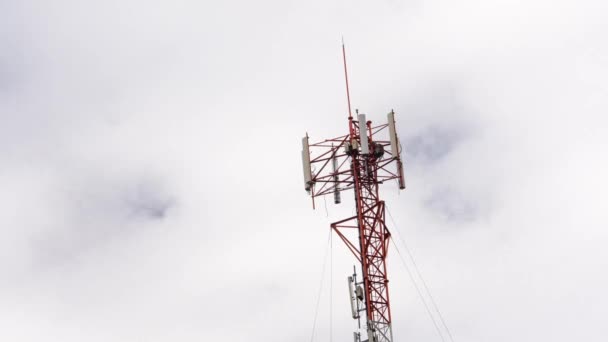 Torre Telecomunicazione Del Cellulare Stazione Base Trasmettitore Antenne Comunicazione Wireless — Video Stock