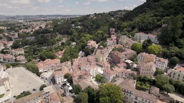 ポルトガルの麓に家Sintra Mountains ポルトガル 絵のような村 空中風景 — ストック動画