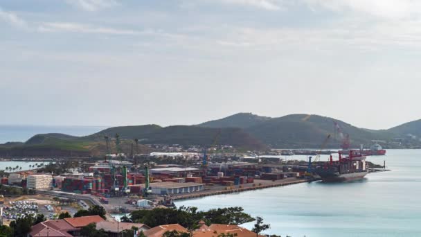 Den Noumea Hamnen Och Kustvatten New Caledonias Huvudstad Tiden Förfaller — Stockvideo