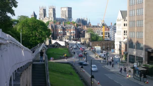 York 2021 Busy Street York Time Lapse — Stock Video