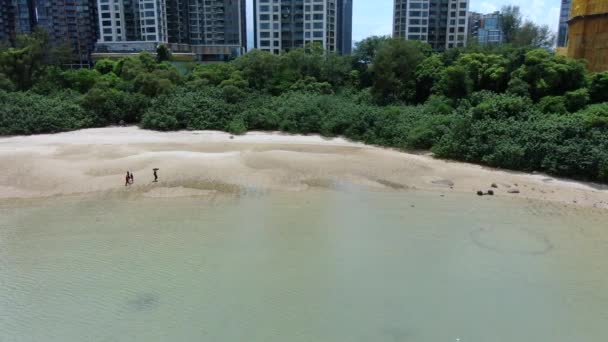 Shan Hong Kong Daki Deniz Yıldızı Sahili Hava Görüntüsü — Stok video