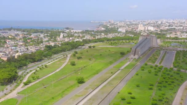 Faro Colon Santo Domingo Dominikanische Republik Anflug Aus Der Luft — Stockvideo