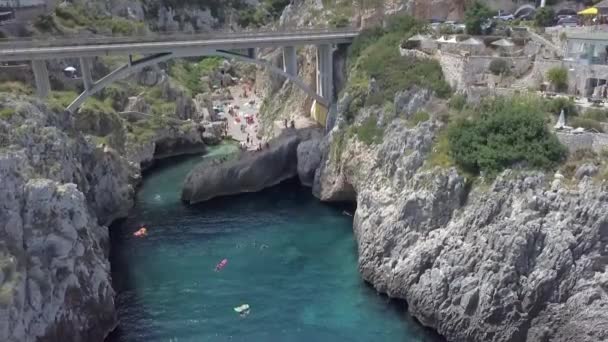 Die Apulische Brücke Ponte Ciolo Oder Ciolo Apulien Italien Steigflug — Stockvideo