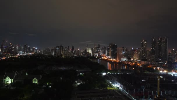 Nocny Czas Upływ Miasta Bangkok Tajlandia — Wideo stockowe