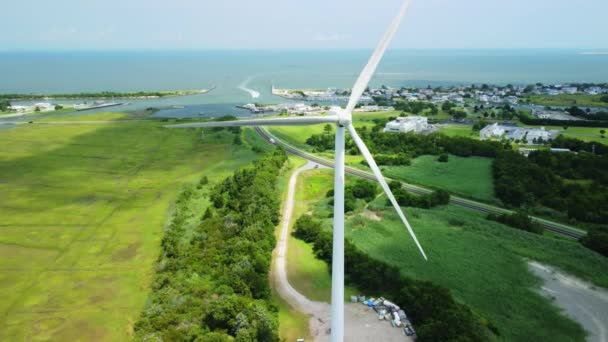 Niesamowite Piękne Zdjęcia Lotnicze Dronów Turbiny Wiatrowej Delaware — Wideo stockowe