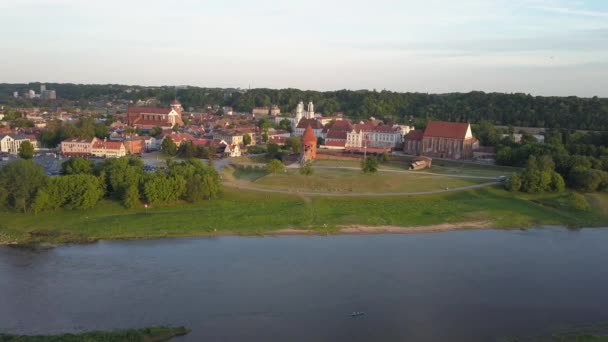 Luftaufnahme Der Altstadt Von Kaunas Sommer Litauen — Stockvideo