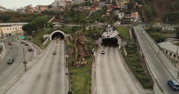 Skulptur Mono Machin Guayaquil Stad Ecuador — Stockvideo