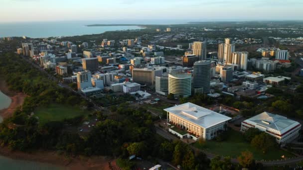 Letecký Pohled Město Darwin Pobřeží Severním Teritoriu Austrálie — Stock video