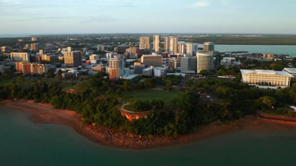 Panorama High Rise Buildings Coastline Darwin City Northern Territory Australia — Stock Video