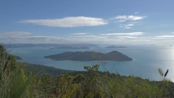 Bela Paisagem Montanha Aberta Brilhante Whitsunday Island Austrália Panela Larga — Vídeo de Stock