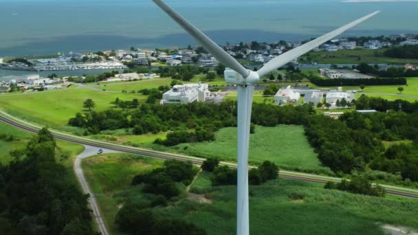 Erstaunlich Schöne Drohnenaufnahmen Von Windkraftanlagen Delaware — Stockvideo