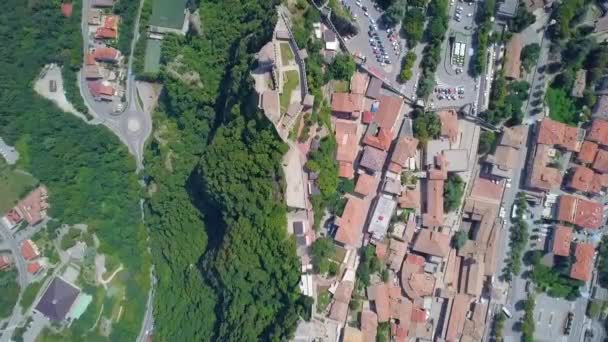 Uitzicht Vanuit Lucht Guaita Tower Monte Titano San Marino Top — Stockvideo