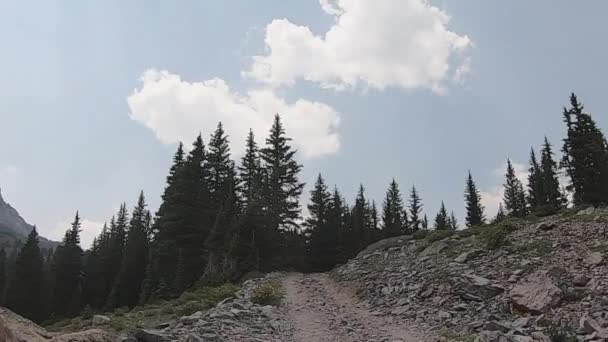 Pov Κατά Την Οδήγηση Μονοπάτι Κομμένο Βραχώδη Πλευρά Του Βουνού — Αρχείο Βίντεο