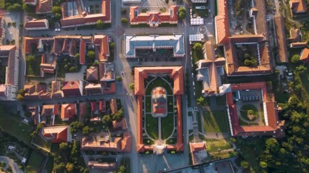 Bovengrondse Drone Clip Prachtige Landelijke Stad Alba Iulia Oude Stad — Stockvideo