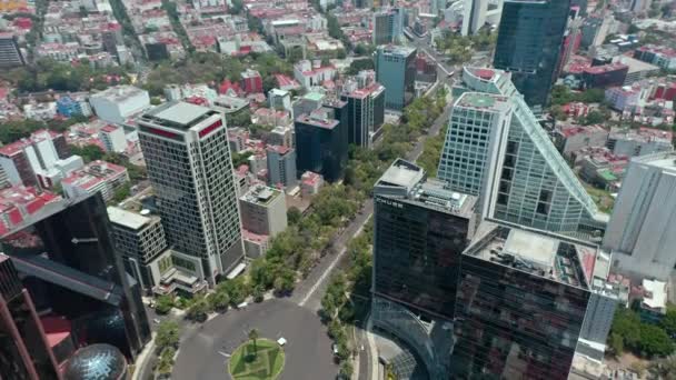 Aerial Drone Wide Angle Shot Reforma Cityscape Mexico Day — Stock Video