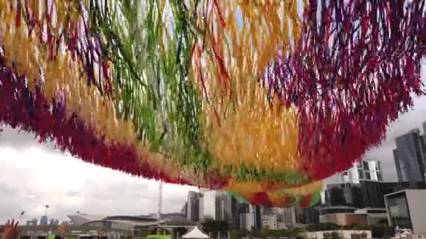 Sungai Light Art Instalasi Oleh Kinetika Puitis Pusat Kota Hong — Stok Video