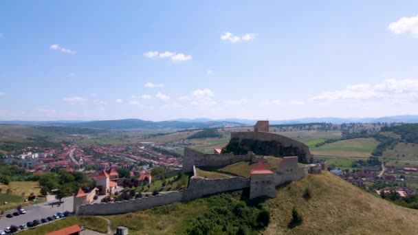 Castelo Rupea Romênia Filmado Partir Vista Drone — Vídeo de Stock